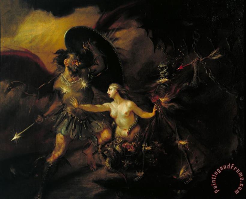 Satan, Sin And Death (a Scene From Milton's `paradise Lost') painting - William Hogarth Satan, Sin And Death (a Scene From Milton's `paradise Lost') Art Print